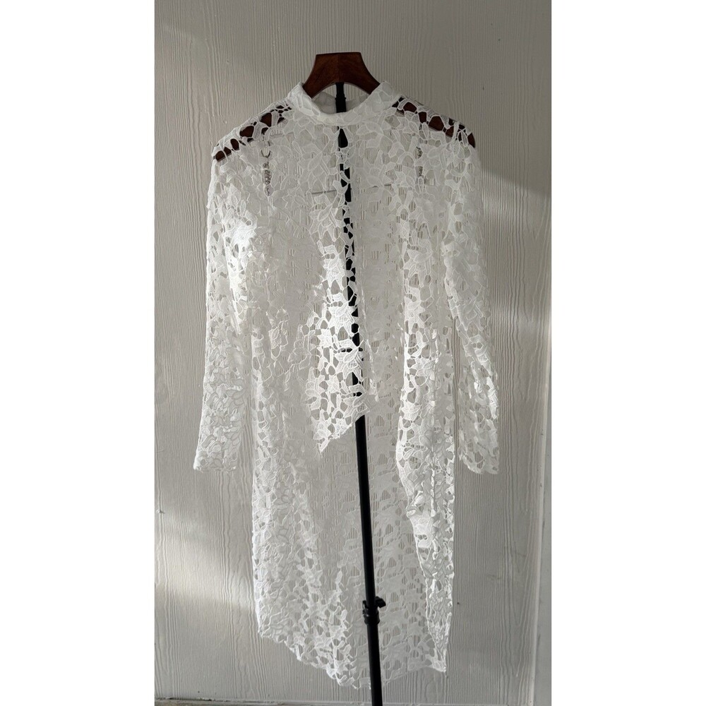 PRETTYGARDEN White Lace High Low Asymmetrical Top Dress Size S